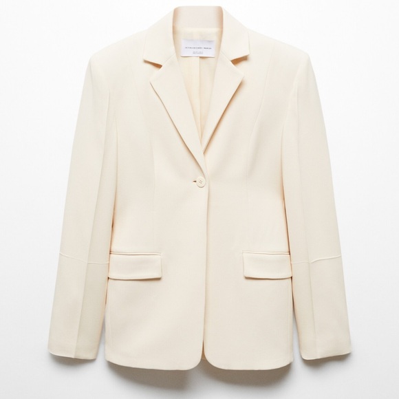 Victoria Beckham x mango Jackets & Blazers - Women's Cream Single-Button Blazer Jacket